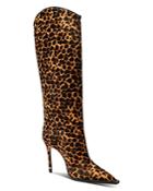 Schutz Women's Maryana Welt Wild Pointed Toe Leopard Print Calf Hair High Heel Tall Boots