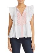 Kate Spade New York Embroidered Flutter Top