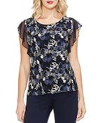 Vince Camuto Embroidered Flutter-sleeve Top