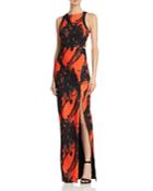 Bariano Lily Cage Back Printed Gown