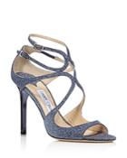 Jimmy Choo Women's Lang Glitter Leather Strappy High-heel Sandals