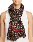 Aqua Leopard Print Wool Scarf - 100% Exclusive