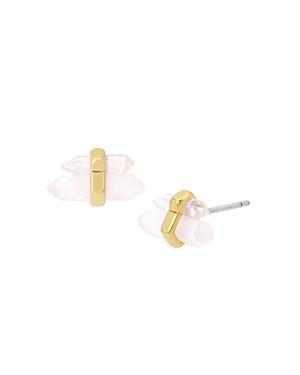 Allsaints Double Rose Quartz Stud Earrings