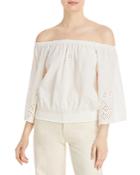 Single Thread Eyelet Off-the-shoulder Top