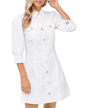 En Saison Puffed Sleeve Mini Shirtdress