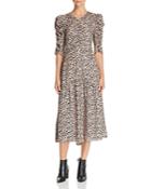 Rebecca Taylor Ruched Leopard-printed Silk Dress
