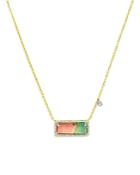 Meira T 14k White And Yellow Gold Watermelon Tourmaline And Diamond Pendant Necklace, 18