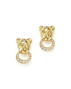 Temple St. Clair 18k Yellow Gold Lion Cub Pave Diamond Earrings