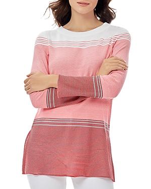 Misook Ombre Stripe Sheer Hem Knit Tunic