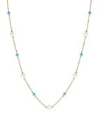 Bloomingdale's Turquoise & Freshwater Pearl Statement Necklace In 14k Yellow Gold, 26 - 100% Exclusive