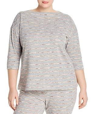 B Collection By Bobeau Curvy Joss Striped French Terry Top