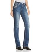 Grace In La Embroidered Flap Pocket Jeans In Dark Blue - Compare At $89