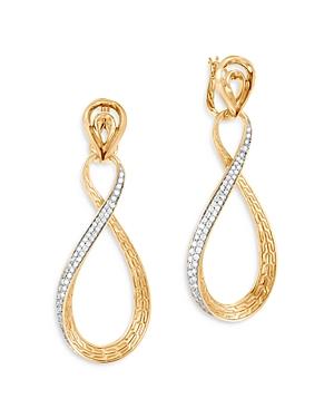 John Hardy 18k Yellow Gold Asli Classic Chain Diamond Convertible Drop Earrings