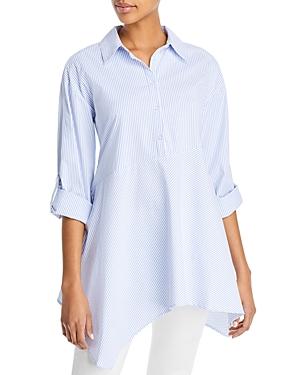 Cupio Striped Roll Sleeve Asymmetrical Hem Tunic