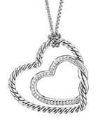 David Yurman Sterling Silver Continuance Heart Necklace With Pave Diamonds, 18