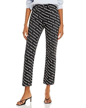Alexanderwang.t High Rise Slim Leg Logo Jeans In Grey Aged