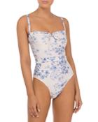 Peony Vacation Ruched Trim One Piece Swimsuit