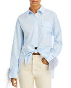 Hellessy Tatiana Tie Waist Feather Cuff Shirt