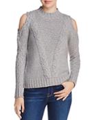 Aqua Cable Knit Cold-shoulder Sweater - 100% Exclusive