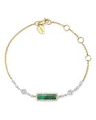 Meira T 14k Yellow And White Gold Emerald Bracelet With Diamonds