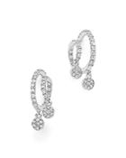 Meira T 14k White Gold Swirl Earrings With Diamonds