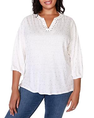 Belldini Plus Embellished Split Neck Top