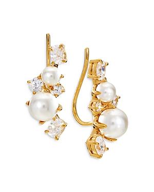 Nadri Emilia Swarovski Pearl & Cubic Zirconia Cluster Ear Climbers
