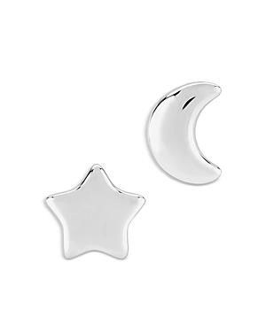 Bloomingdale's Star & Moon Mismatch Stud Earrings In 14k White Gold - 100% Exclusive