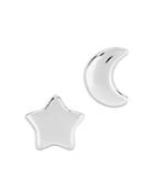 Bloomingdale's Star & Moon Mismatch Stud Earrings In 14k White Gold - 100% Exclusive