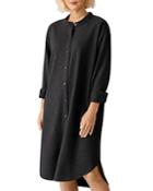 Eileen Fisher Mandarin Collar Wool Shirtdress