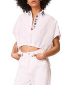 French Connection Zain Embroidered Cotton Crop Top