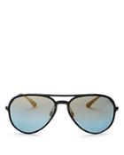 Ray-ban Women's Polarized Mirrored Brow Bar Aviator Sunglasses, 58mm