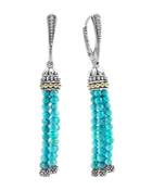Lagos 18k Gold And Sterling Silver Caviar Icon Tassel Earrings With Turquoise