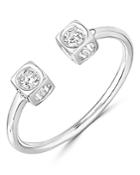 Dinh Van 18k White Gold Le Cube Diamant Open Ring With Diamonds