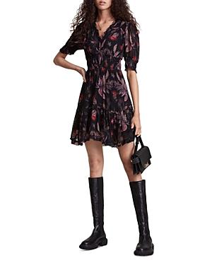 Allsaints Via Harris Printed Smocked Dress