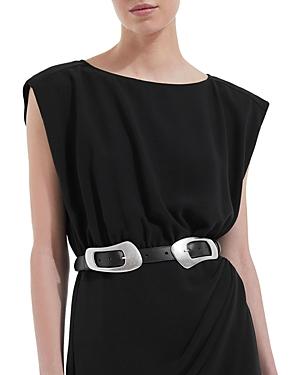 The Kooples Double Geometric Buckle Skinny Belt