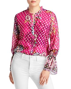 Kobi Halperin Ali Metallic Dot Floral Blouse