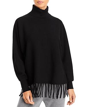 T Tahari Fringe Trim Turtleneck Sweater