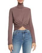 Michelle By Comune Racine Twist-front Cropped Turtleneck Tee