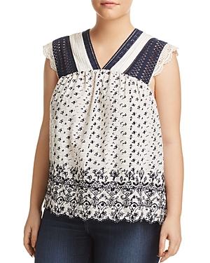 Lucky Brand Plus Embroidered Sleeveless Top