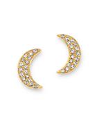 Moon & Meadow 14k Yellow Gold Diamond Moon Stud Earrings - 100% Exclusive