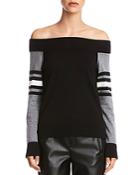 Bailey 44 Color-block Off-the-shoulder Sweater