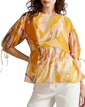 Ted Baker Darcila Printed Puff Sleeve Top