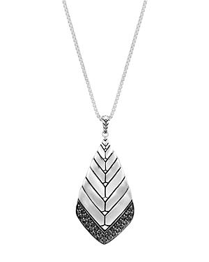 John Hardy Sterling Silver Modern Chain Brushed Pendant Necklace With Black Sapphire, 36