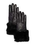Echo Sheepskin Leather Tech Gloves With Rabbit Fur Cuff