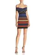 Wow Couture Striped Off-the-shoulder Dress