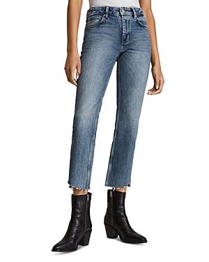 Allsaints Barely Step Hem Straight Leg Jeans In Light Indigo