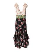 Amur Lolly Color-blocked Floral Silk Dress