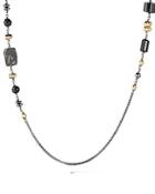 David Yurman Bijoux Bead & Chain Necklace With 18k Yellow Gold & Black Slate With Pyrite