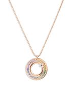 Roberto Coin 18k Rose Gold Multi Gemstone & Diamond Circle Pendant Necklace, 17